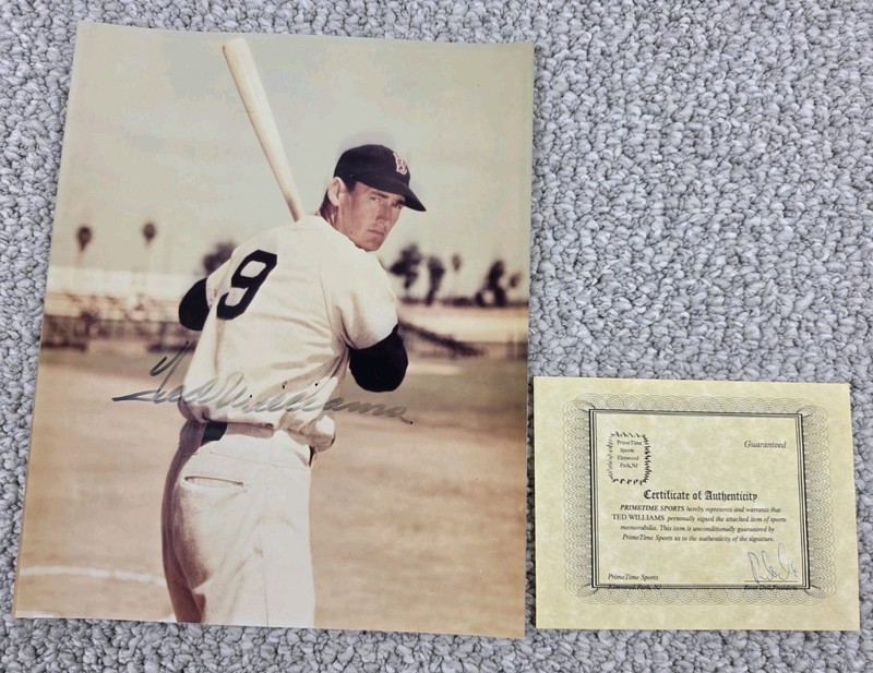 Ted Williams Signed Autographed 8x10 Color Photo Red Sox HOF with COA