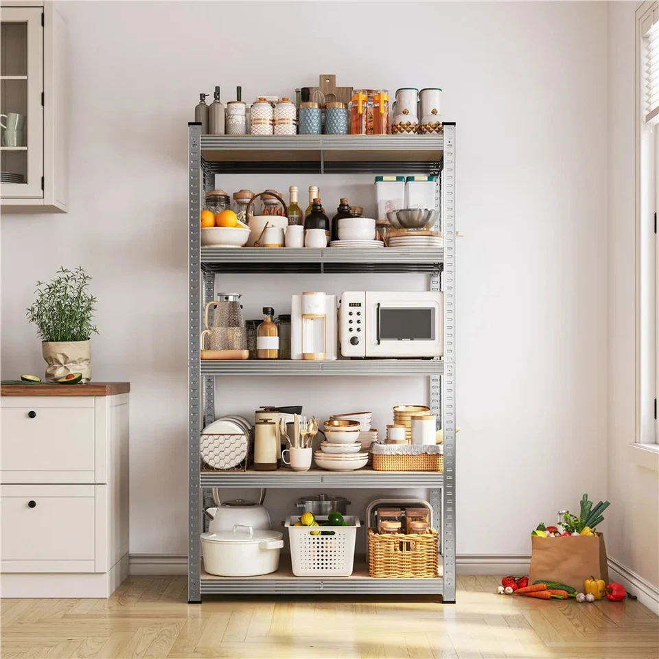 5-Shelf Boltless & Adjustable Steel Storage Shelf Unit, Light Gray - Image 2 of 4