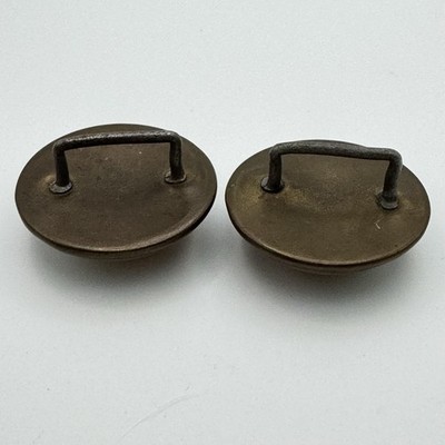 GORGEOUS VINTAGE DOMED GLASS BRASS BRIDLE ROSETTE BRASS BELT BUCKLE Vintage HA Chapman Glass Domed Bridle Rosettes – Brassy Bit Tack main image 2