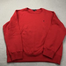 VINTAGE Polo Ralph Lauren Sweatshirt Mens XL Red Crewneck Pony Logo Fleece 90s