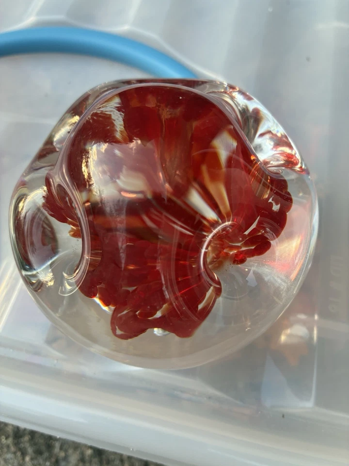 Zimmerman Art Glass Paper Weight Signed and Dated Red - Image 4 of 4