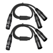 2 Pack XLR Y Splitter, 1.5FT Female 1 to 2 Male, 1.5FT-2PACK