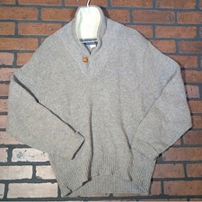 Finalist Mens XL Mountain Wool Shawl Collar Sweater Heather Grey Made in USA