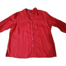 Chaps 100% Linen Red Womens Sz 2XL Button Up Tunic