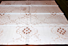 Mitteldecke 2-er Set weiß Stickerei Hardanger Baumwoll Handarbeit gepfl. HB203