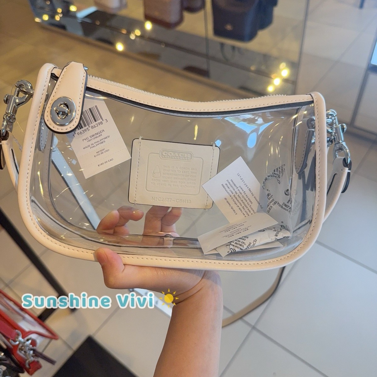 NWT Coach Stadium Swinger Bag Clear Coach with Dust Bag CBH13