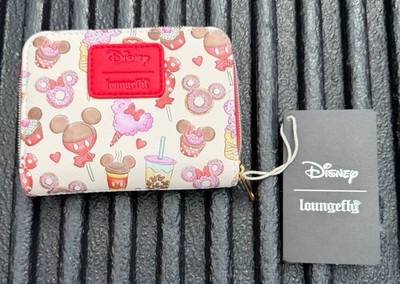 Loungefly Disney Minnie Mouse Mickey Mouse Small Wallet Cream Red Snack Print