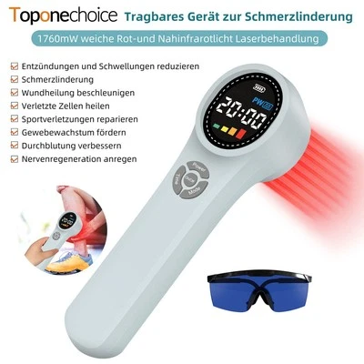 TOPONECHOICE 1760mW LLLT Kalt Laser Therapiegerät Grau Cold Laser Therapy For Pain Relief