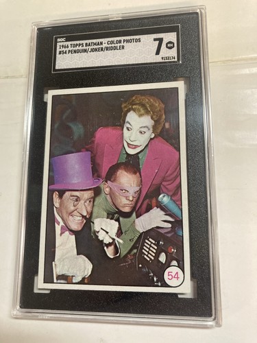 1966 Topps Batman Bat Laffs #54 The Penguin, the Riddler and the Joker — SGC 7