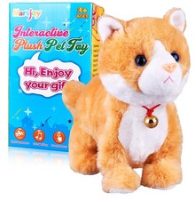 Yellow Robot Cat Plush Stuffed Animal Interactive Meow Kitten Touch Control E...