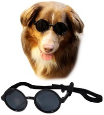 G001 Medium Breeds 20-40 lbs Dog Cat Pet Costume Prop Round Sunglasses Black