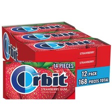 Full Box 12x Packs Orbit Strawberry Sugarfree Gum 14 Pieces Each Fast Shipping