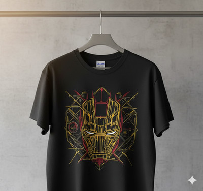 Iron Man Helmet Graphic T-Shirt Unisex Superhero Tech Art Tee - S308