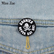 GOONIES NEVER SAY DIE Enamel Pins Custom Skull Dagger Brooches Lapel Badges Clo