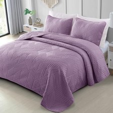 Ultrasonic Full Queen Quilt Bedding Set, Lightweight Dusty Lavender