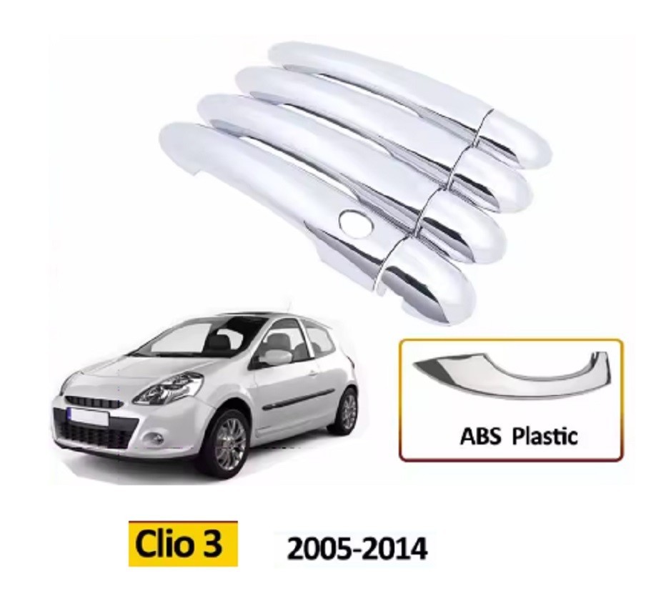 Couvre-poignées Clio 3 inox, protection intégrale anti-rayures et éclat chrome