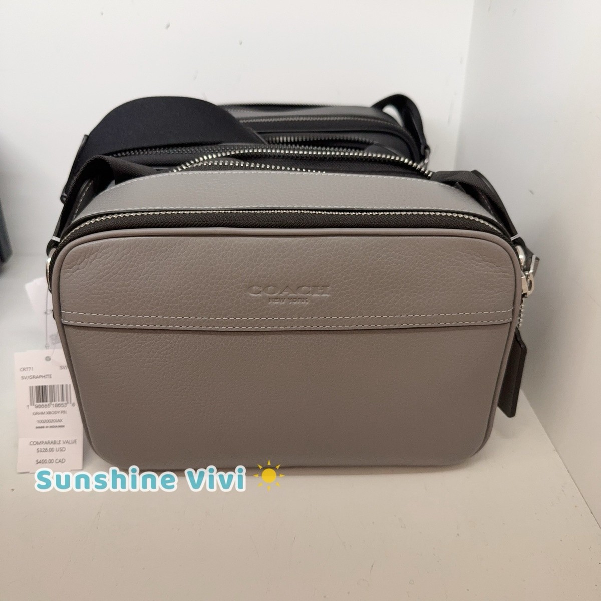 NWT Coach Graham Crossbody Bag in Leather CR771 Silver/Graphite | eBay