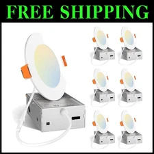 Flush Mount 4 Inch 6 Pack LED Recessed Lighting with Easy Install Junction Box