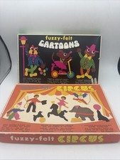 2 VTG  60/ '70's Fuzzy Felt Circus  Cartoons Play Set Allan Industries England