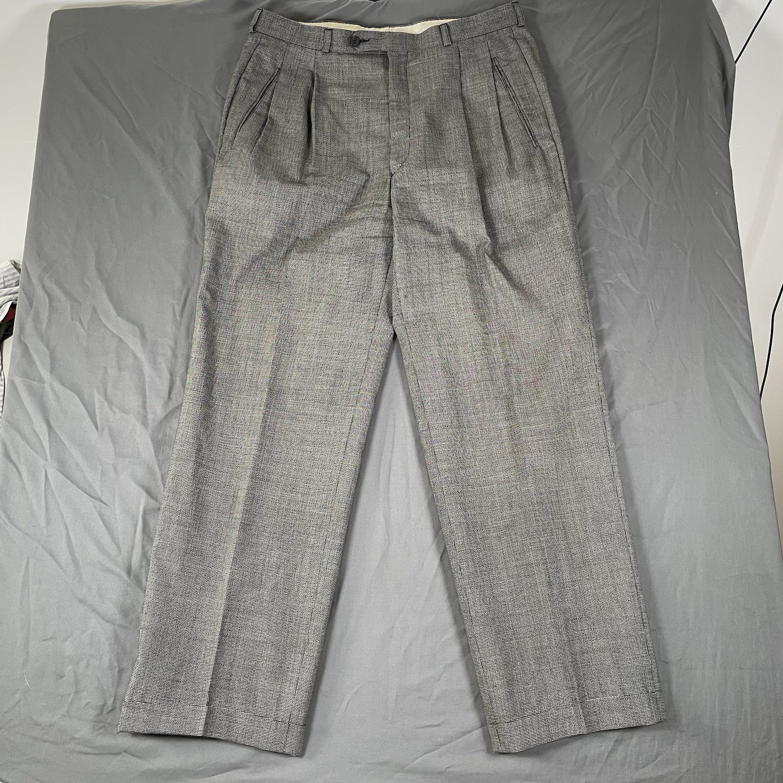 Yves Saint Laurent Vestito Pantalone 100% Lana Grigio Business Casual Preppy Woolmark
