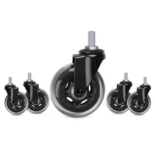 5 Pack Office Chair Casters Wheel with 3/8"-16UNC Threaded Stem(English Unit),3"