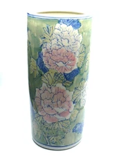 15 " Chinese porcelain umbrella stand, hand painted flowers,  pink  / VASE