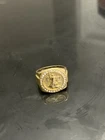14K Real Gold Vintage Lady Liberty Coin Statement Ring Rhinestone Halo 14k Gold