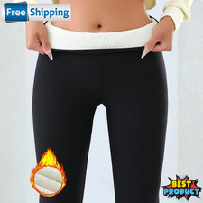 Women s Fleece Lined Leggings High Waist Thermal Winter Warm Ribbed Skinny Pants