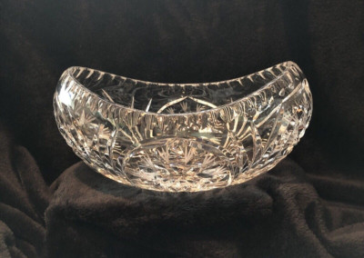 Elegant Cut Crystal Bowl Vintage Cut Glass Starburst Sawtooth Edge 10''x4'' EUC