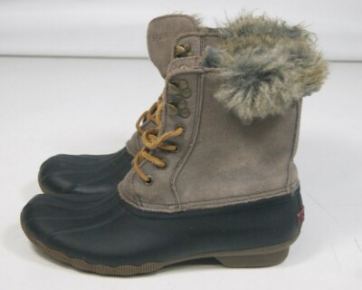 Sperry STS 93847 White Water Faux Fur Duck Boots Women Size