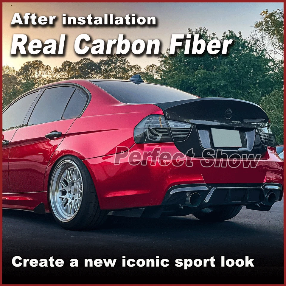 For BMW 3 Series E90 Sedan 2005-08 REAL Carbon Rear Trunk Spoiler Boot Wing Lip  - image 3 of 4