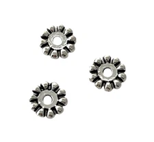70 Antiqued Tibetan Silver 10mm Beaded Wheel Disc Rondelle Daisy Spacer Beads