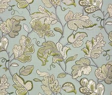 BALLARD DESIGNS FELICITY SPA BLUE FLORAL LINEN MULTIUSE FABRIC BY THE YARD 54" W