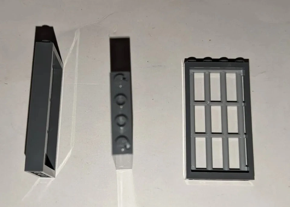 LEGO Lote De 3 Gris Oscuro 1x4x6 Marco Gris Claro Cárcel Prisión Estación De Policía Ventana Foto 2 de 2