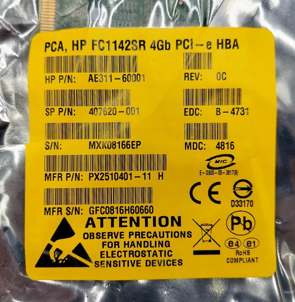 HP FC1142SR 4Gb PCI-e HBA AE311-60001 - Image 3 of 3