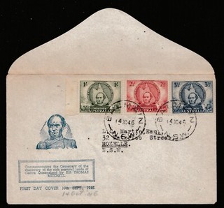 1946 CENTENARY MITCHELL FULL SET PRE DECIMAL STAMP SMYTH FIRST DAY COVER #4