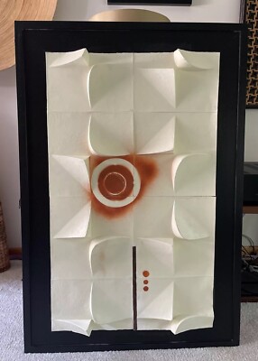 VTG CONTEMPORARY ABSTRACT 3 D Textured Paper Cardboard Wall Art 47 x32  14 Lbs