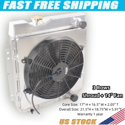 Ford 1964-1966 Mustang 1960-1965 Falcon Comet l6 V8 3 Row Radiator Shroud fan