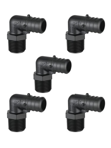 5 PCS EFIELD Poly Crimp Pex Fittings 3/4" Pex X 1/2" Male NPT Elbow Adapter