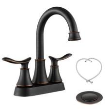 2-Handle Bathroom Faucets with Hot and Cold Flexible Hoses and Pop-up Drain