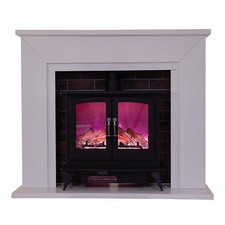 Electric Fire Suite Freestanding Fireplace Mantel Heater Stove Flame Surround UK