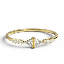 Trillion Diamond Stacking Ring / 14k Gold Diamond Wedding Band / Diamond Ring