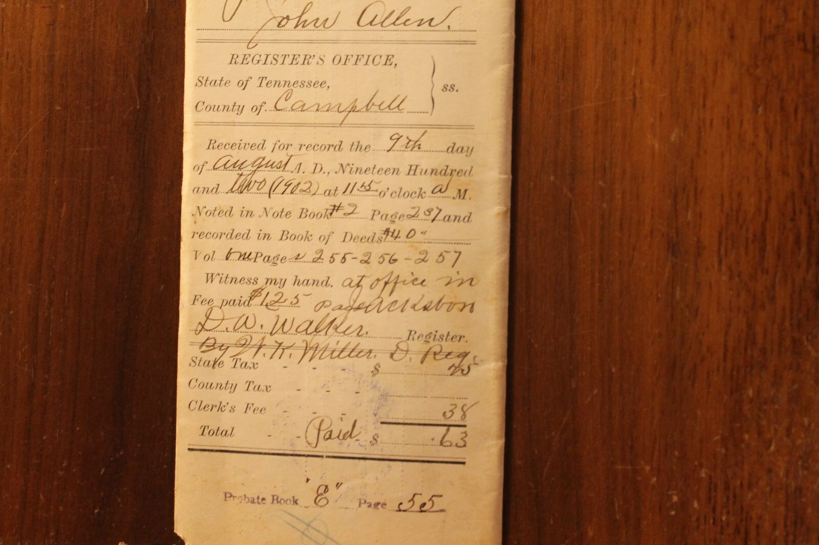 Antique 1902 Campbell County Tennessee Deed LaFollette Jacksboro