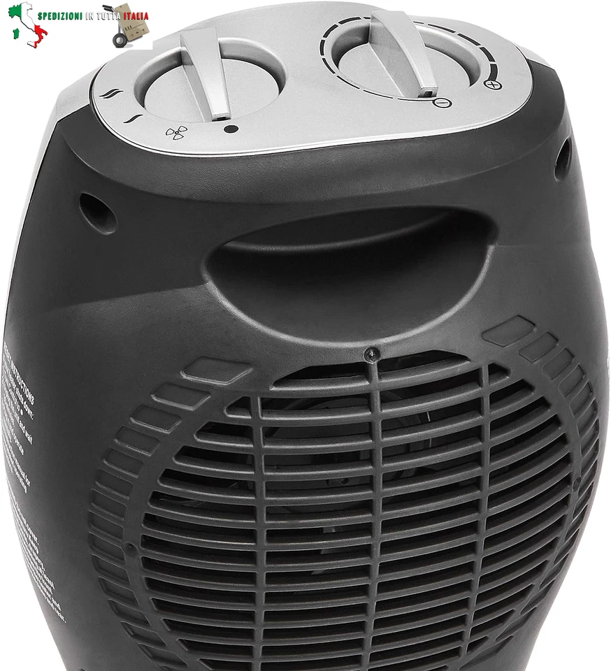 - Termoventilatore in ceramica da 1500 Watt con termostato regolabile - Argento - Immagine 4 di 4
