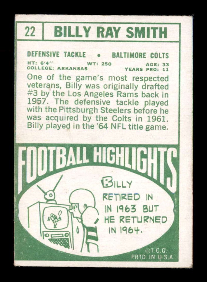 1968 Topps 22 Billy Ray Smith VG/VGEX X3235113 eBay