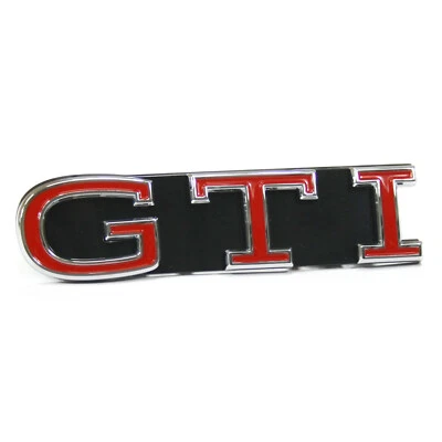 Original VW GTI Schriftzug vorn Kühlergrill Clip Plakette Logo schwarz/rot OEM - Bild 1 von 2