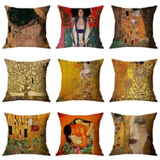 Gustav Klimt Oil Painting Cushion Cover Gold Pattern Print Pillow Case Vintage R
