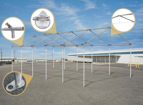 LAGERZELT 5x6 Zeltlagerhalle Werkstattzelt Landwirtschaftliches 6x5 grau PVC S - Bild 4 von 10