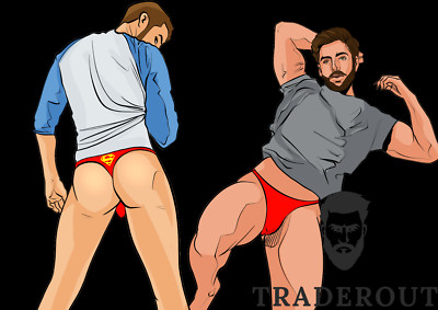 H.E.Arts HERO logo custom Print Mens red nylon thong underwear size S M L XL