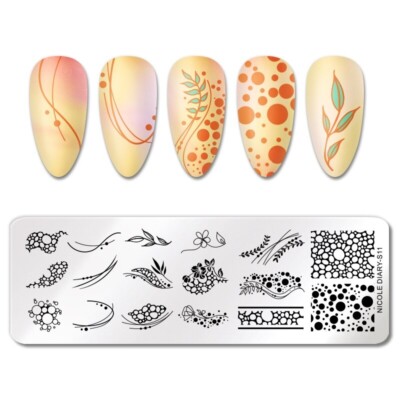 Bubble Stamping Schablone ND-S11 Nicole Diary Stempel Platte Nailart Blumen Nail